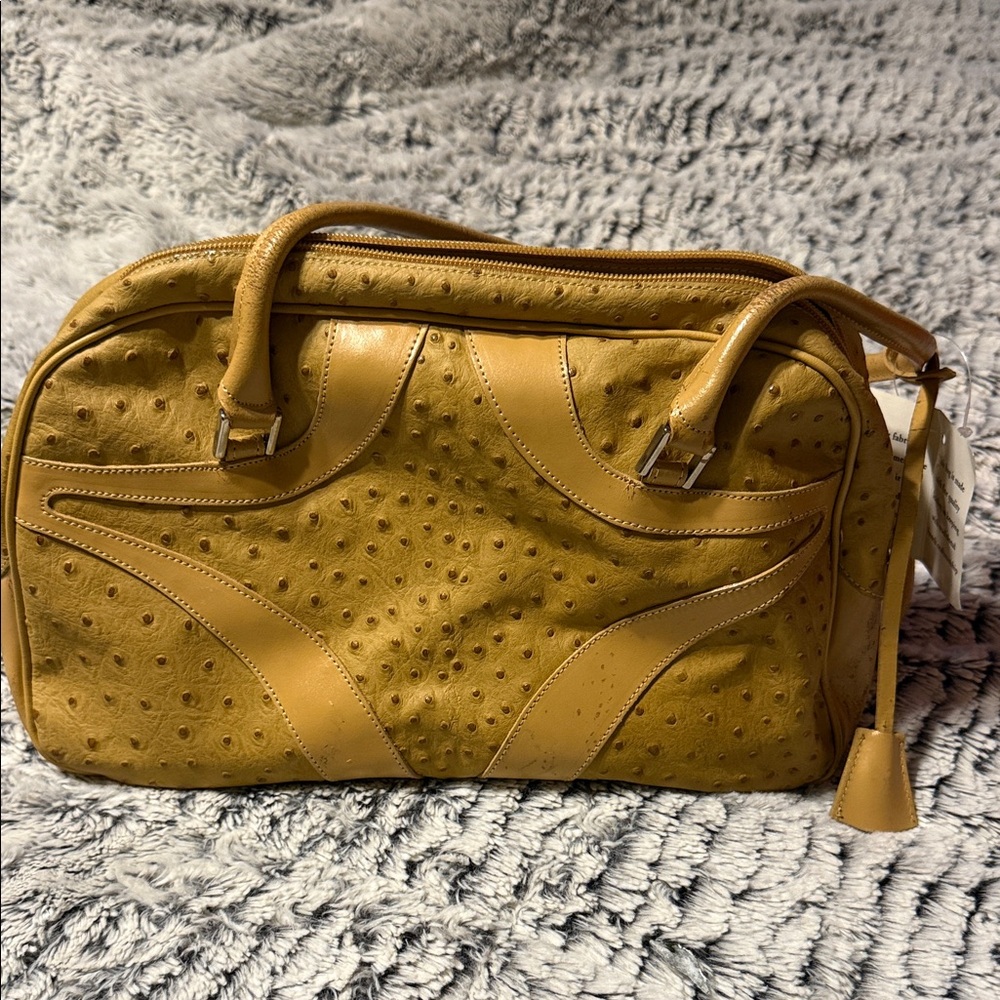 Ostrich Bloomingdale’s purse VTG Elegant Tan Leather Women's Bag
